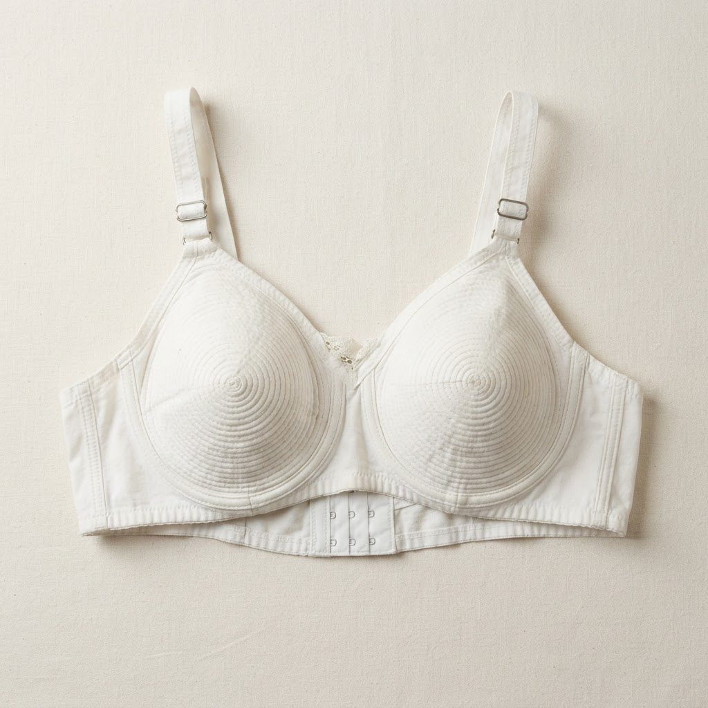A vintage bullet bra with pointed stitched cups